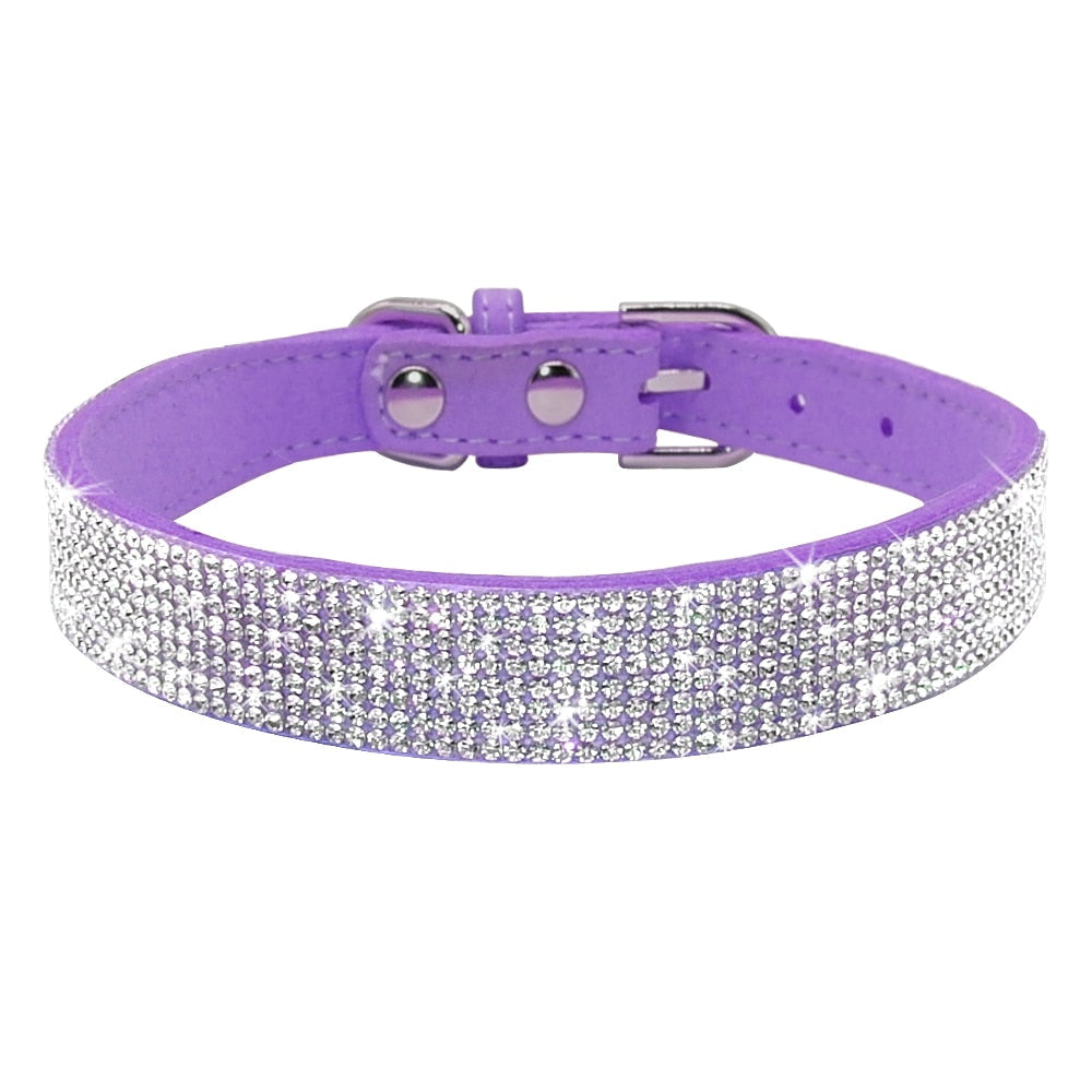 Rhinestone Leather Pet Collar for Small & Medium Dogs and Cats – Glinta™