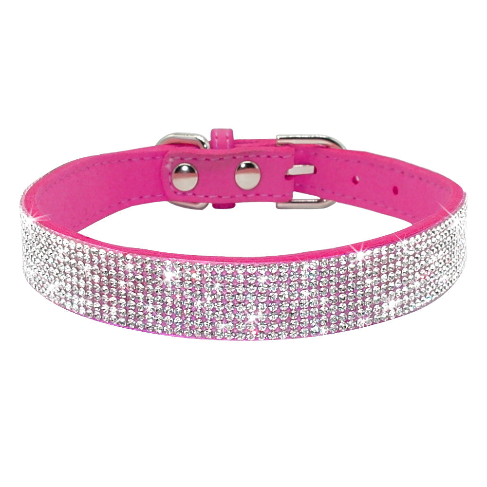 Rhinestone Leather Pet Collar for Small & Medium Dogs and Cats – Glinta™