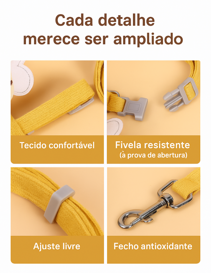 Yellow Bee Design Polyester Collar and Leash Set for Pets – Beezo™