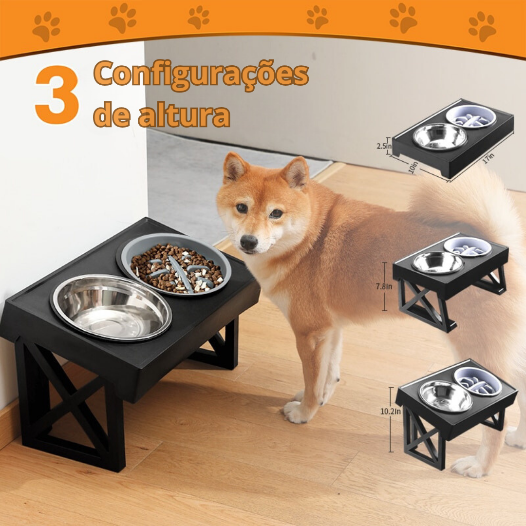 Elevated Adjustable-Height Pet Bowl with Slow Feeder – Bowdeck™