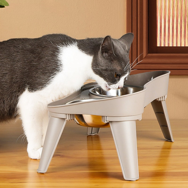 Elevated Double Bowl Set with Slow Feeder Option for Pets – Bowla™