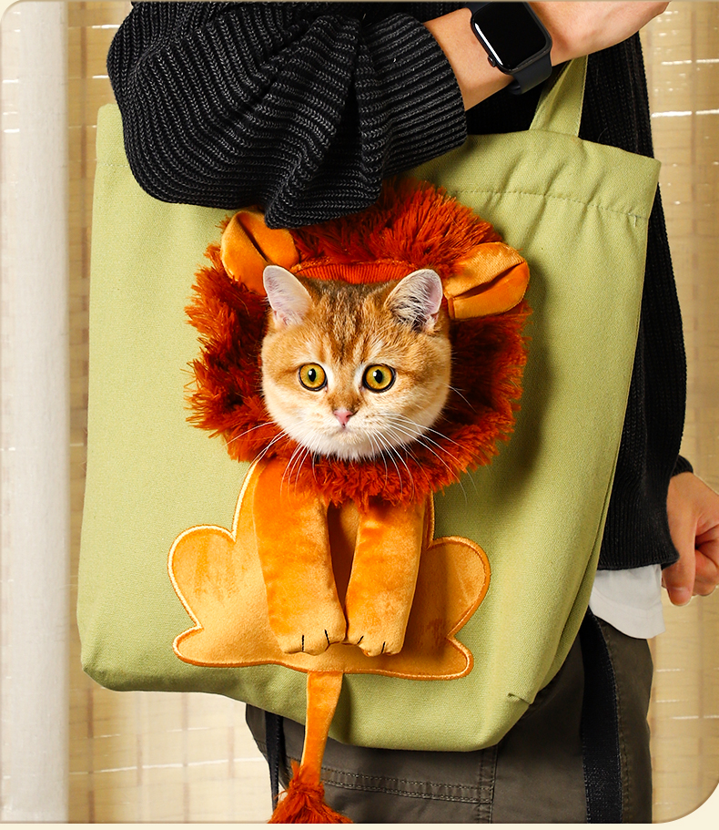 Nylon Pet Carrier Bag with Open-Window Design & Lion Print – Voyla™