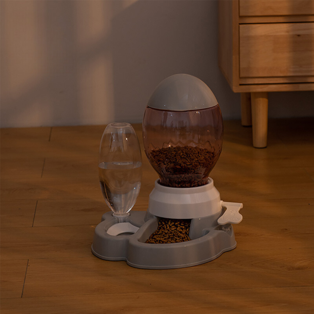 2-in-1 Pet Food & Water Bowl with Gravity Release Lever – Feedwell™