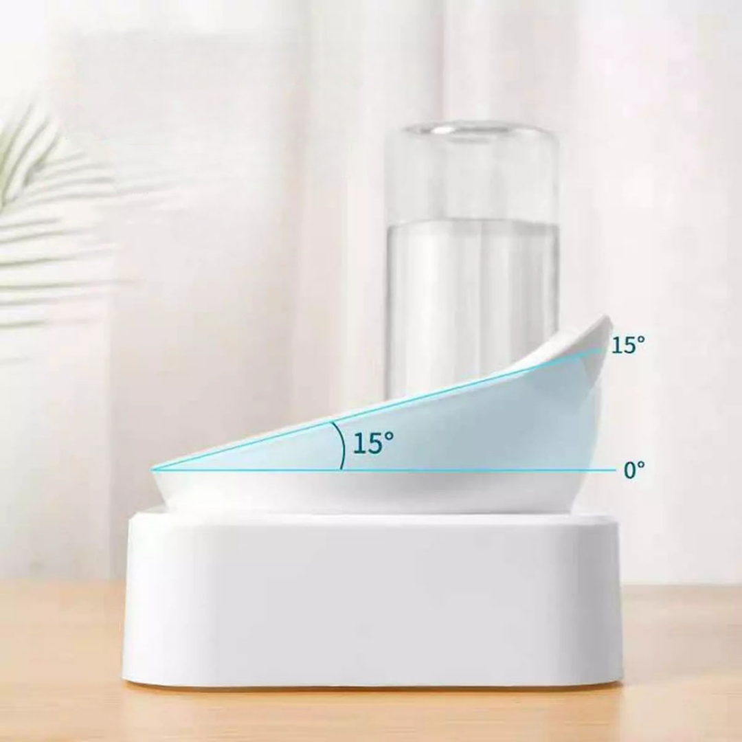 Cat-Design Pet Bowl with Water Bottle Reservoir – Meowa™