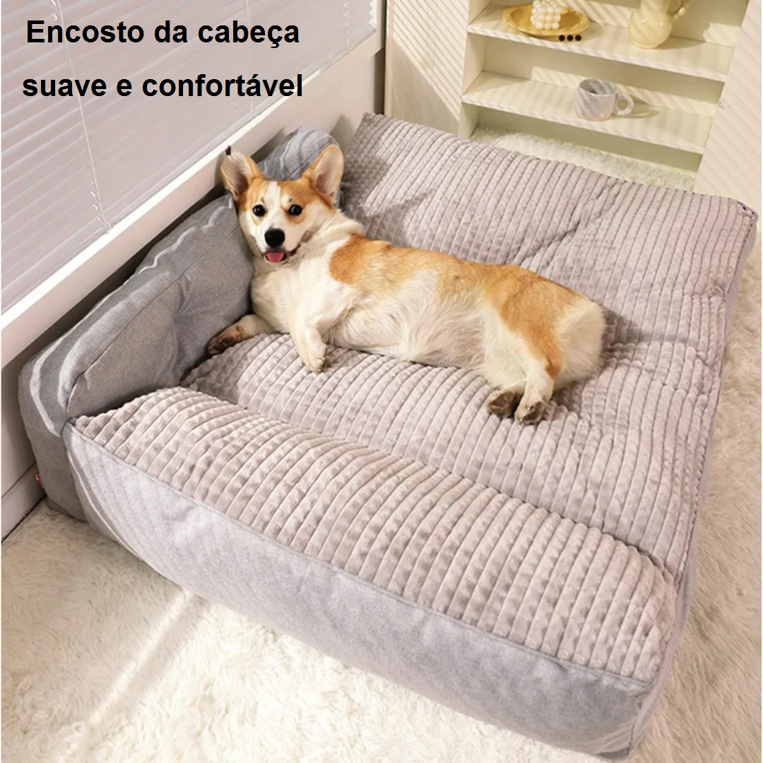 Rectangular Pet Bed with Raised Headrest & Removable Cover – Hextem