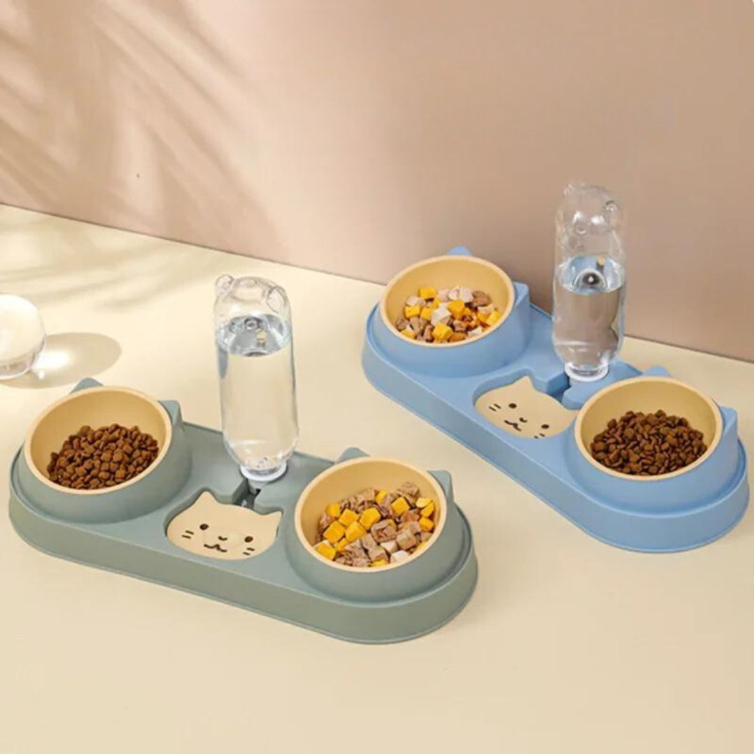 Double Pet Feeding Bowl & Gravity Water Dispenser Set – Cravo™