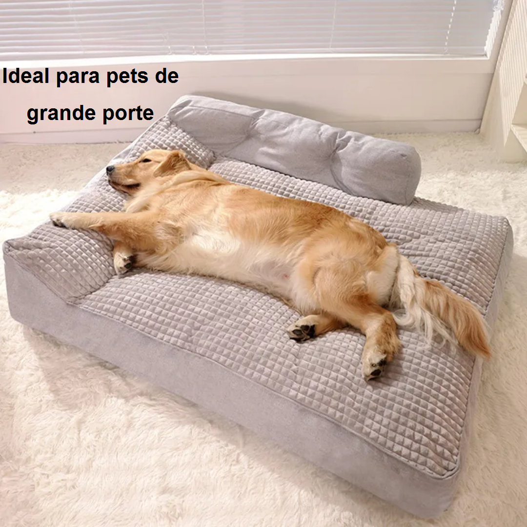Rectangular Pet Bed with Raised Headrest & Removable Cover – Hextem