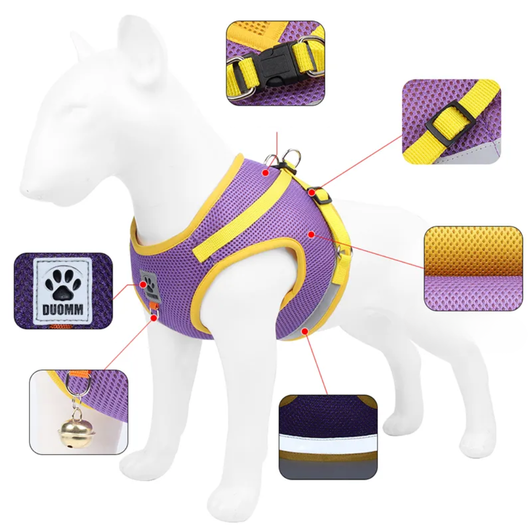 Reflective Chest Harness & Leash Set – Breathable Cotton-Poly Blend – GlowTrail™