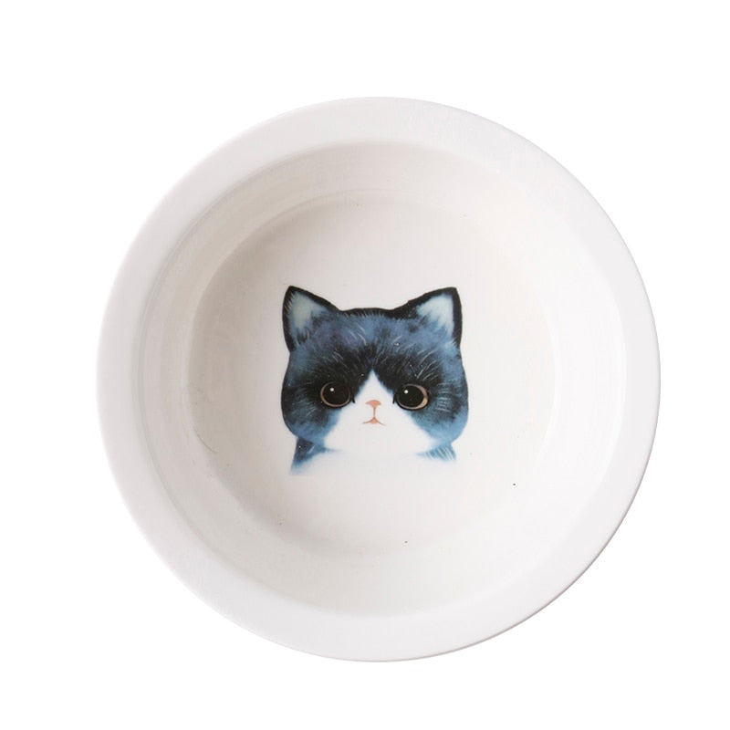 Elevated Ceramic Cat Bowl with Bamboo Stand – Whisko™