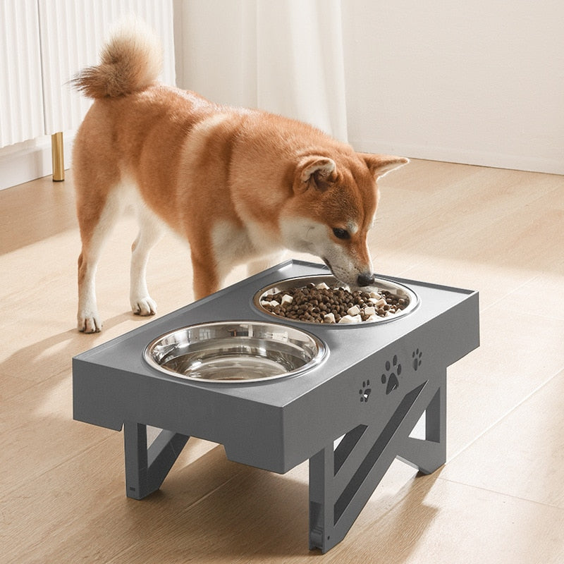 Adjustable 3-Height Elevated Feeding Stand with Bowls – Roosta™