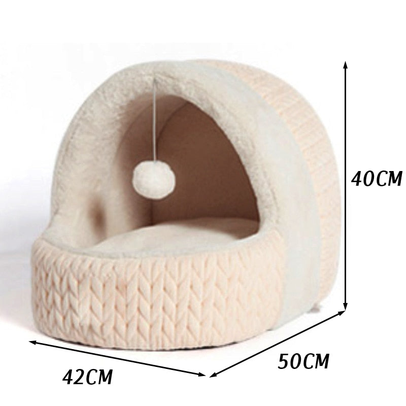Enclosed Cave Pet Bed in Gray or Pink – Nooksy™