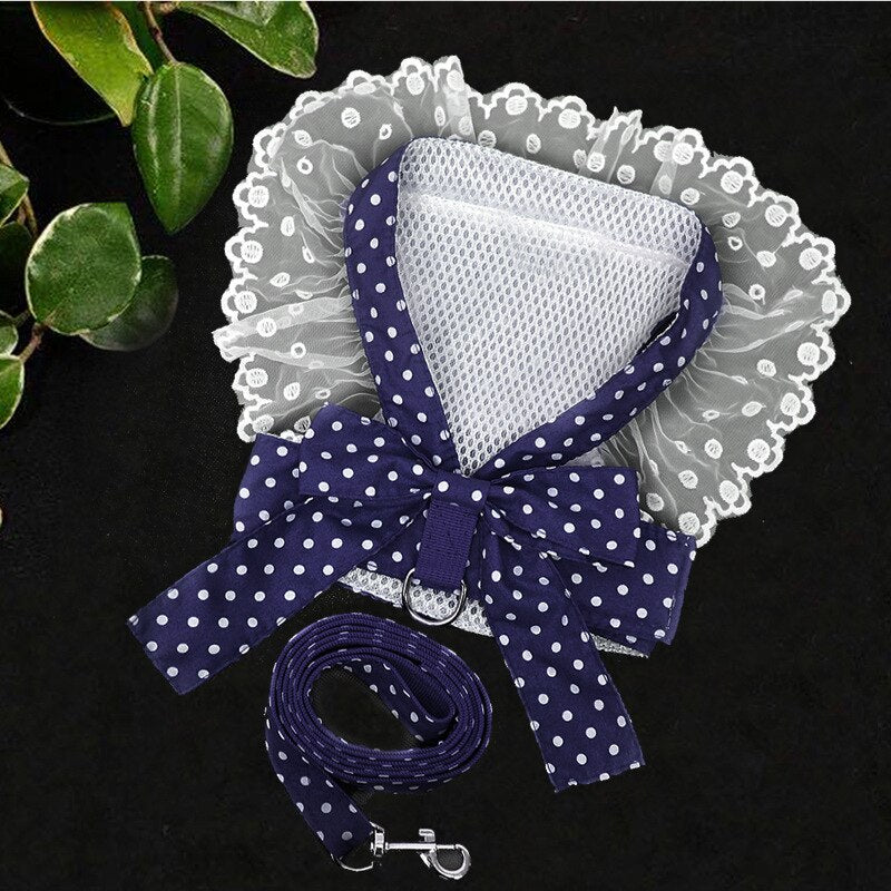 Bow-Style Collar & Leash Set with Adjustable Chest Fit – Pawlyn™