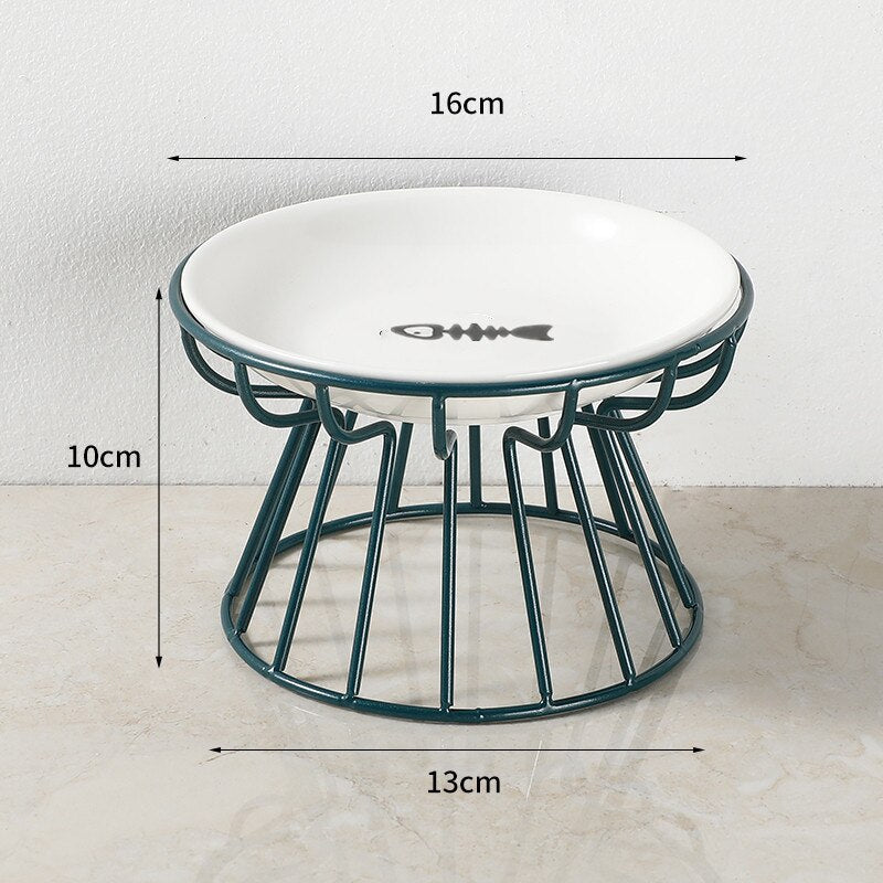 Elevated Porcelain Pet Bowl with Iron Stand – Ceramire™