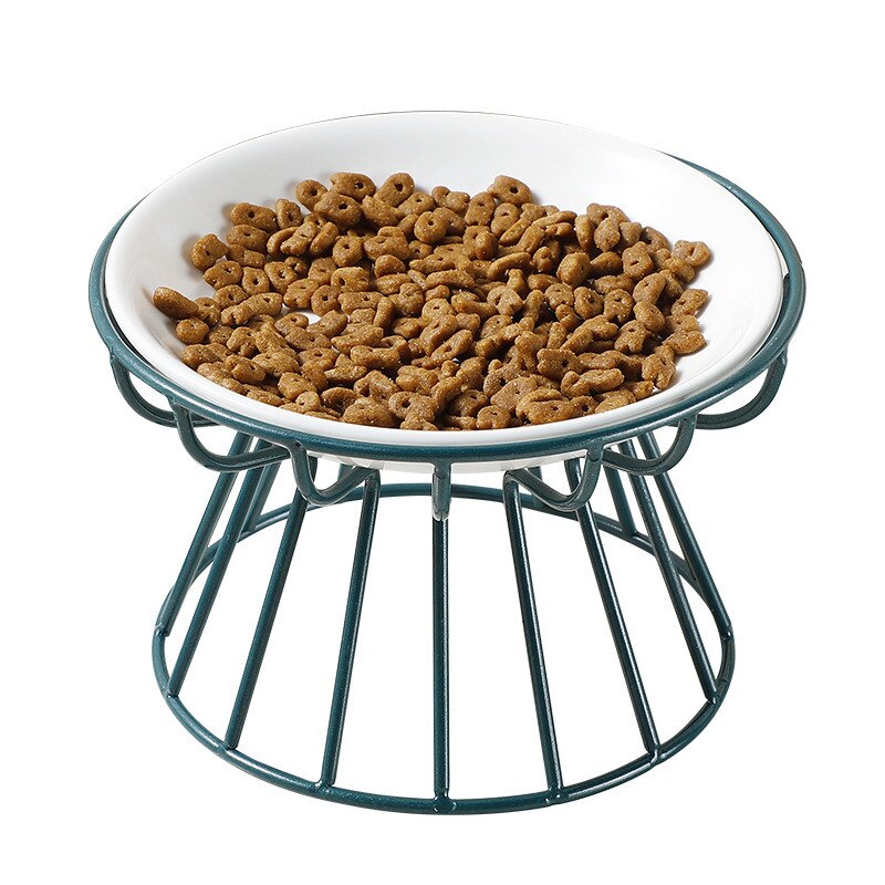 Elevated Porcelain Pet Bowl with Iron Stand – Ceramire™