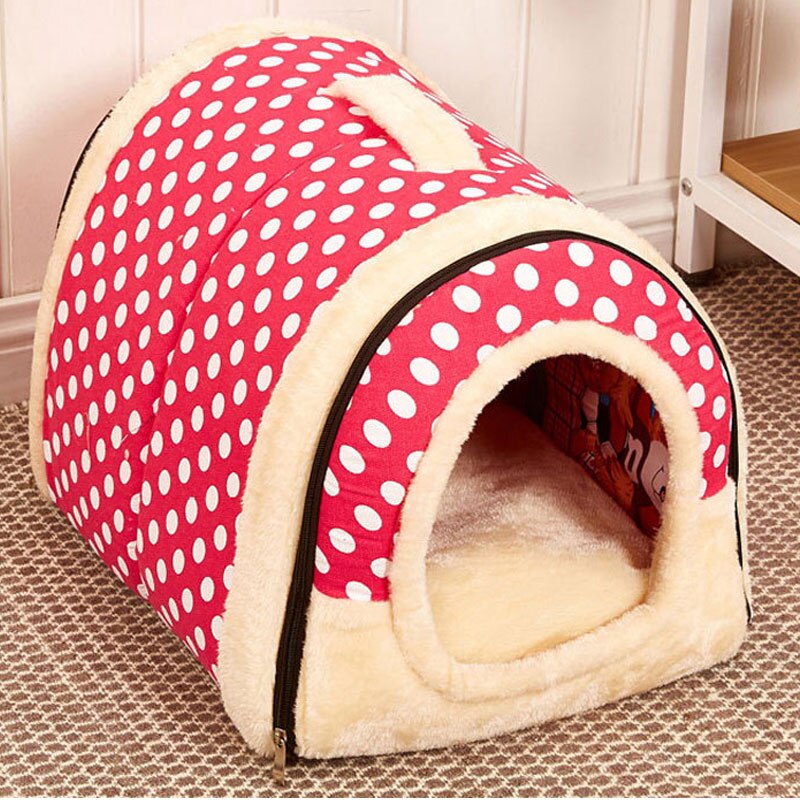 Convertible Plush Pet Cave Bed with Fold-Down Design – HushHaven™