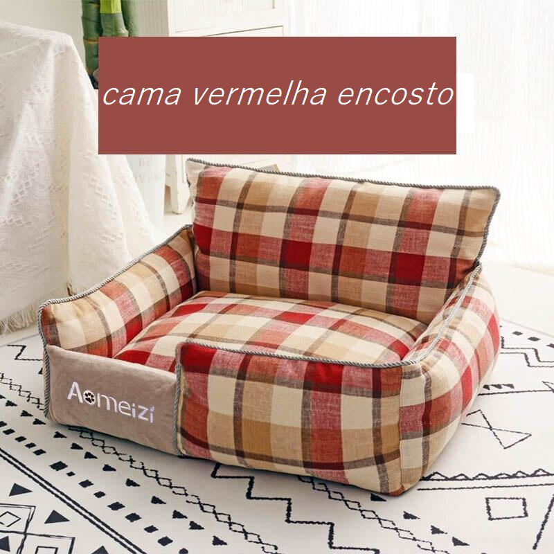 Plaid Pet Bed with Classic or Backrest Style – Mathe™