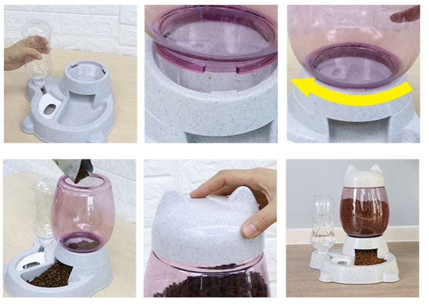 2-in-1 Pet Food & Water Bowl with Gravity Release Lever – Feedwell™