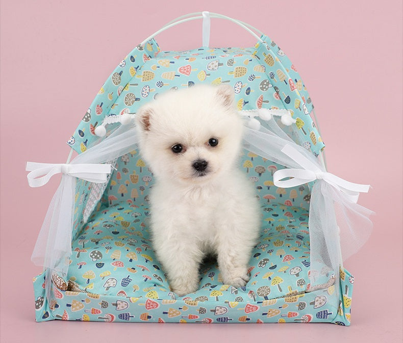 Cotton Pet Tent Bed with Colorful House-Style Design – Nestora™