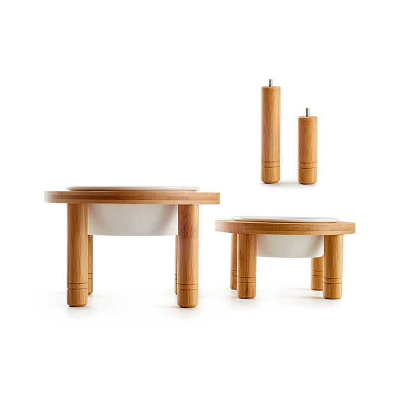 Elevated Porcelain Pet Bowl with Bamboo Stand – Perchby™