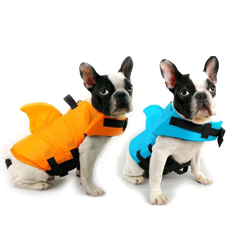 Shark-Print Dog Life Jacket – AquaFin™
