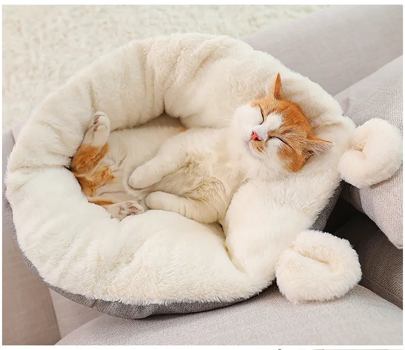 Cotton Pet Bed in White & Gray – CloudNest™