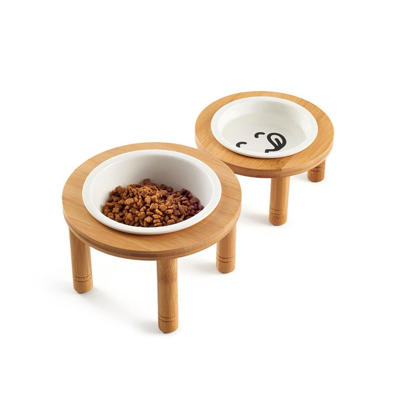 Elevated Porcelain Pet Bowl with Bamboo Stand – Perchby™