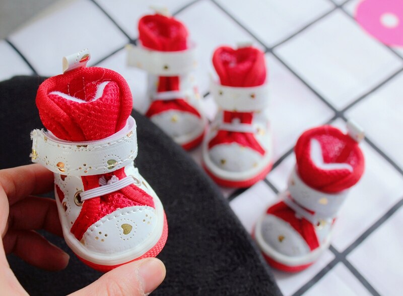 4-Piece Pet Sneakers Set – Faux Leather & Cotton – Vamo™