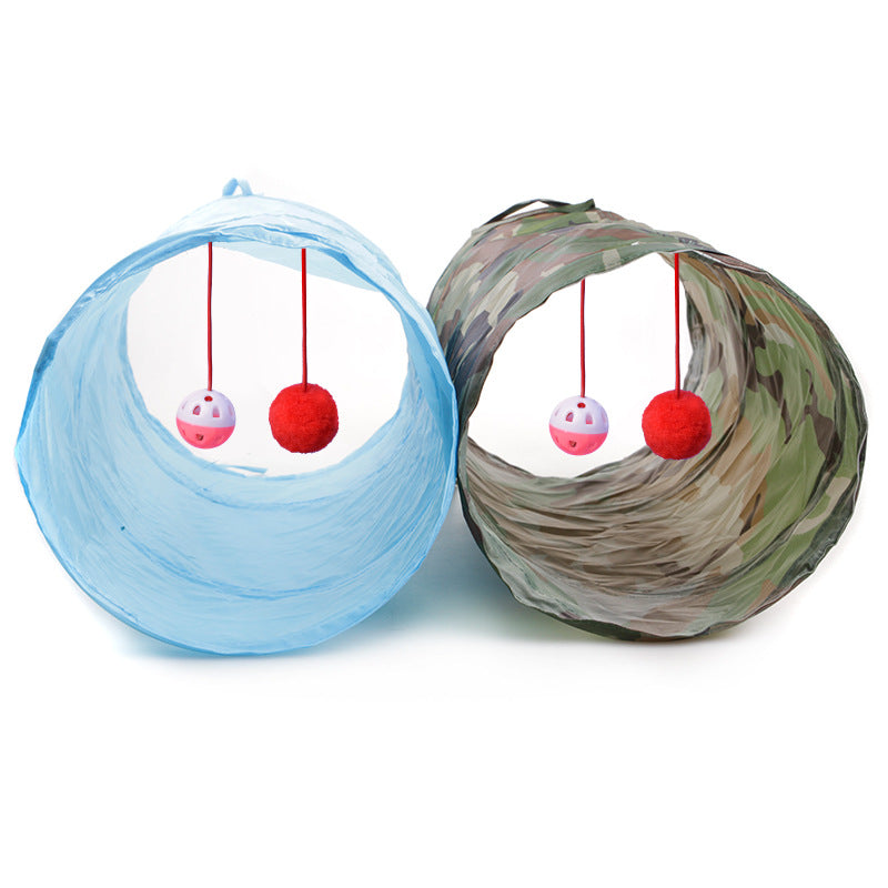 Collapsible Cat Play Tunnel with Hanging Ball – Loopa™