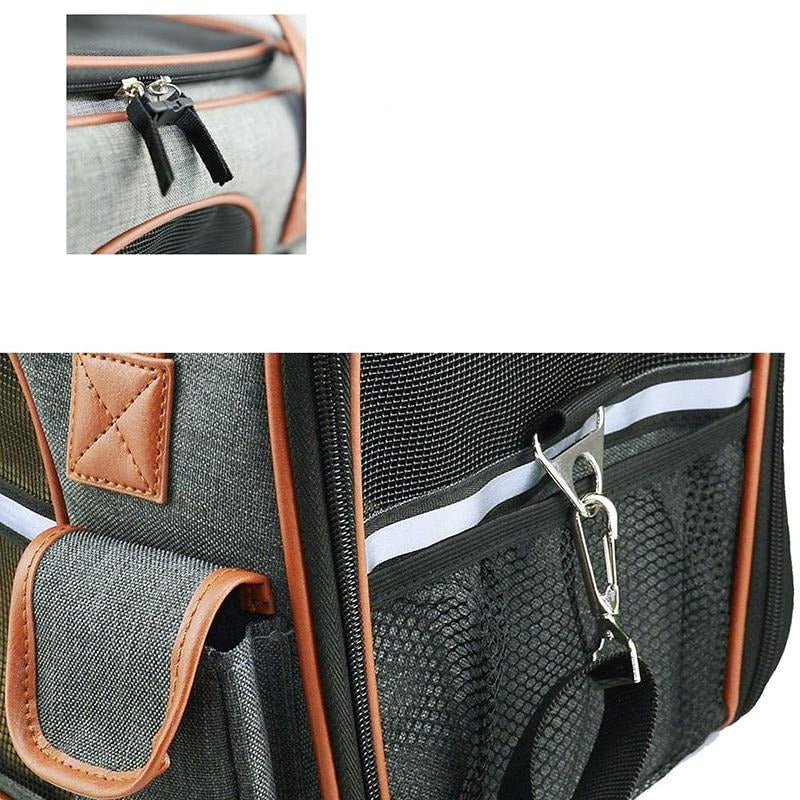 Foldable Pet Carrier Bag with Safety Belt & Reflective Straps – Trekaro™