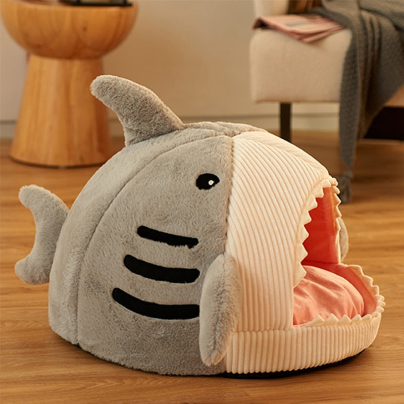 Shark-Shaped Pet Cave Bed with Non-Slip Bottom – SharkNook™