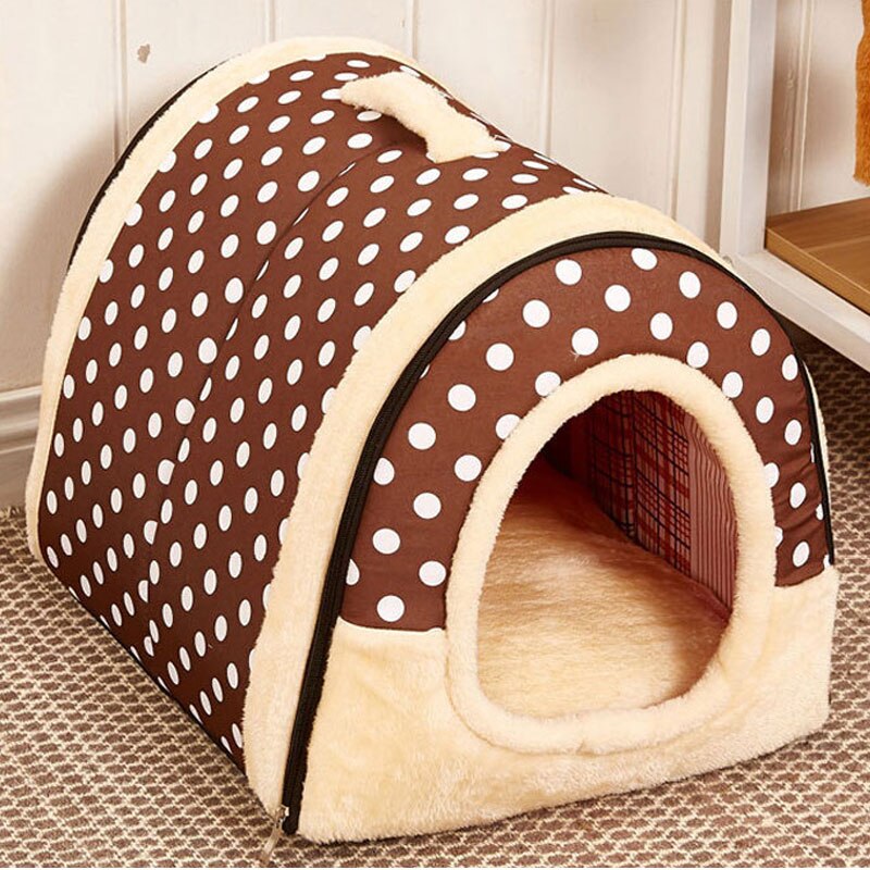 Convertible Plush Pet Cave Bed with Fold-Down Design – HushHaven™