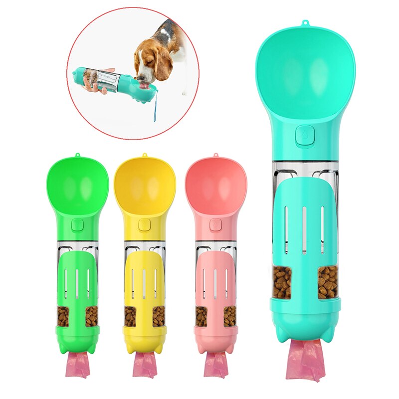 3-in-1 Portable Dog Water Bottle with Food & Waste Bag Storage – TrailSip™