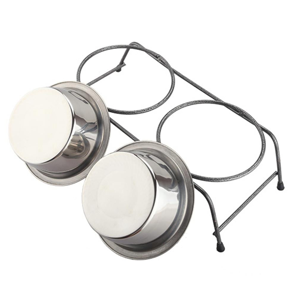 Double Stainless Steel Pet Bowl Set with Stand for Small Dogs & Cats – Steelio™