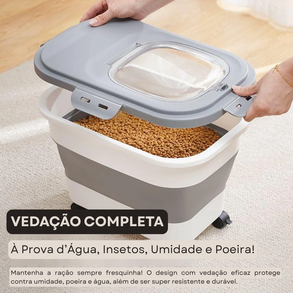 Foldable Pet Food Storage Container with Measuring Cup – Vaultra™