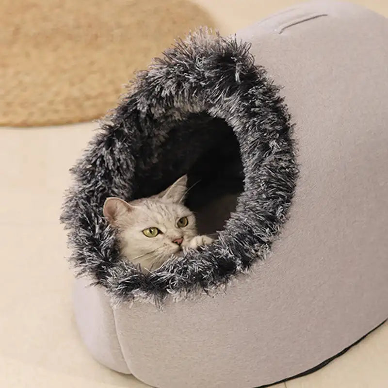 Insulated Pet Cave Bed with Removable Cushion for Dogs & Cats – WarmNest™