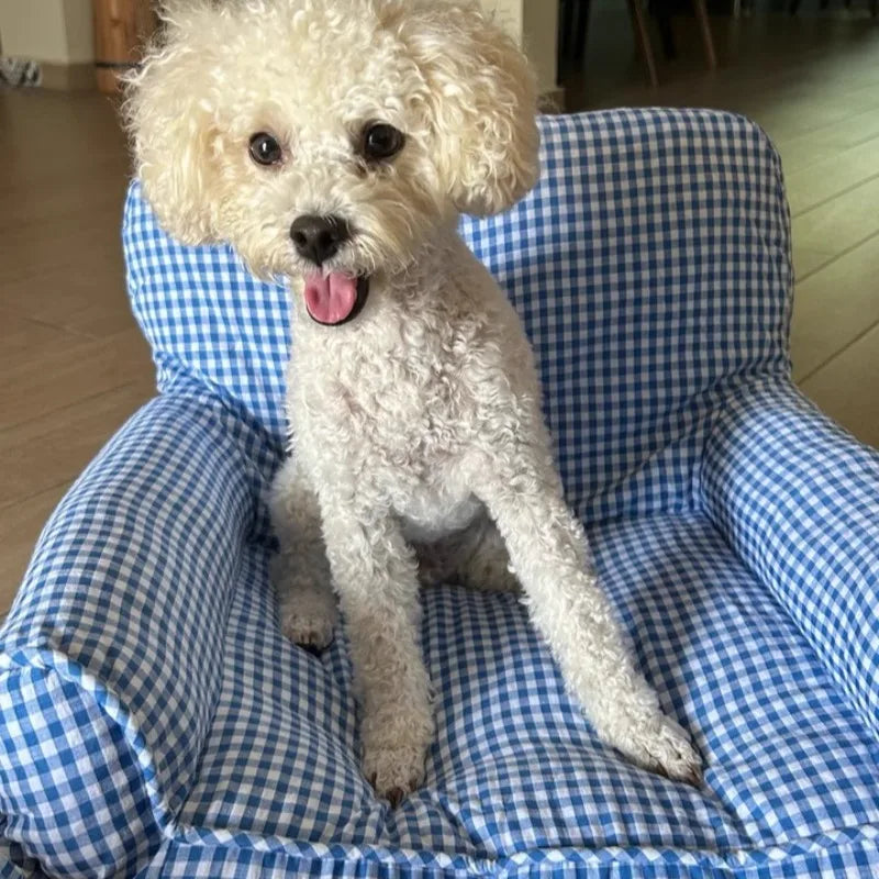 Plaid Pet Sofa Bed with Removable Washable Cover – PetitLounge™