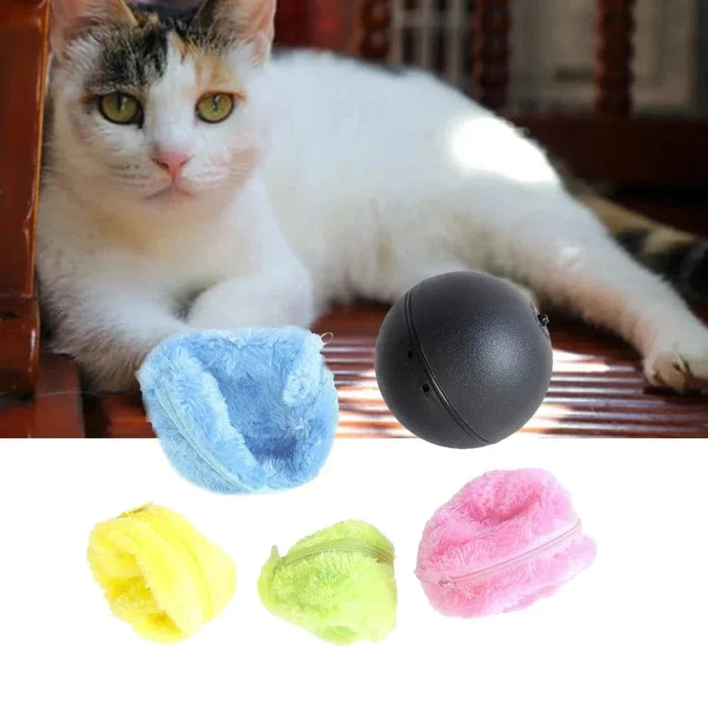 Automatic Rolling Pet Ball Toy with 4 Plush Covers – RolliPaw™