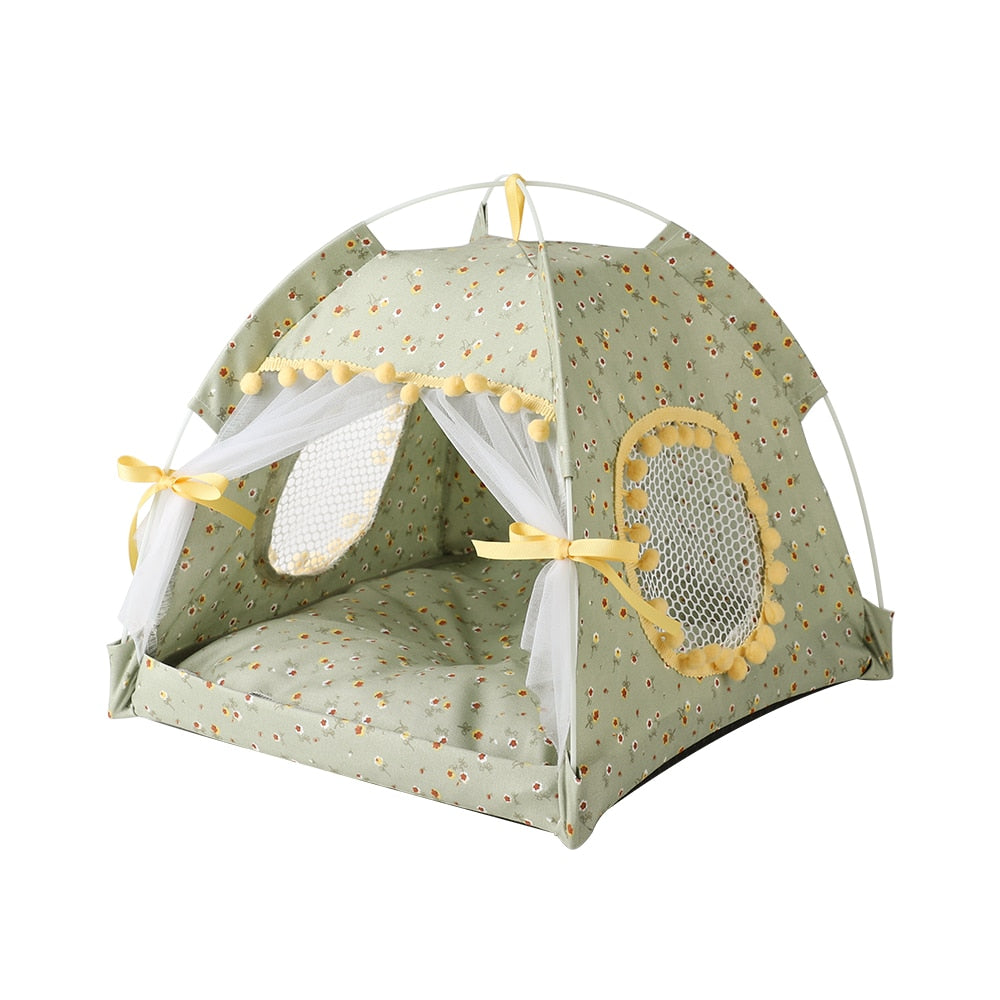 Cotton Pet Tent Bed with Colorful House-Style Design – Nestora™