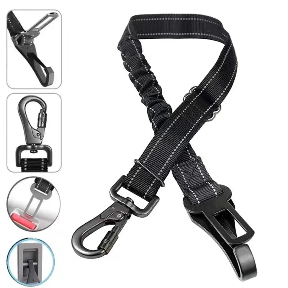 Adjustable 2-in-1 Pet Car Safety Belt with ISOFIX Hook – Latchly™
