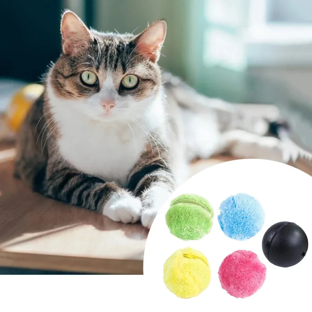 Automatic Rolling Pet Ball Toy with 4 Plush Covers – RolliPaw™