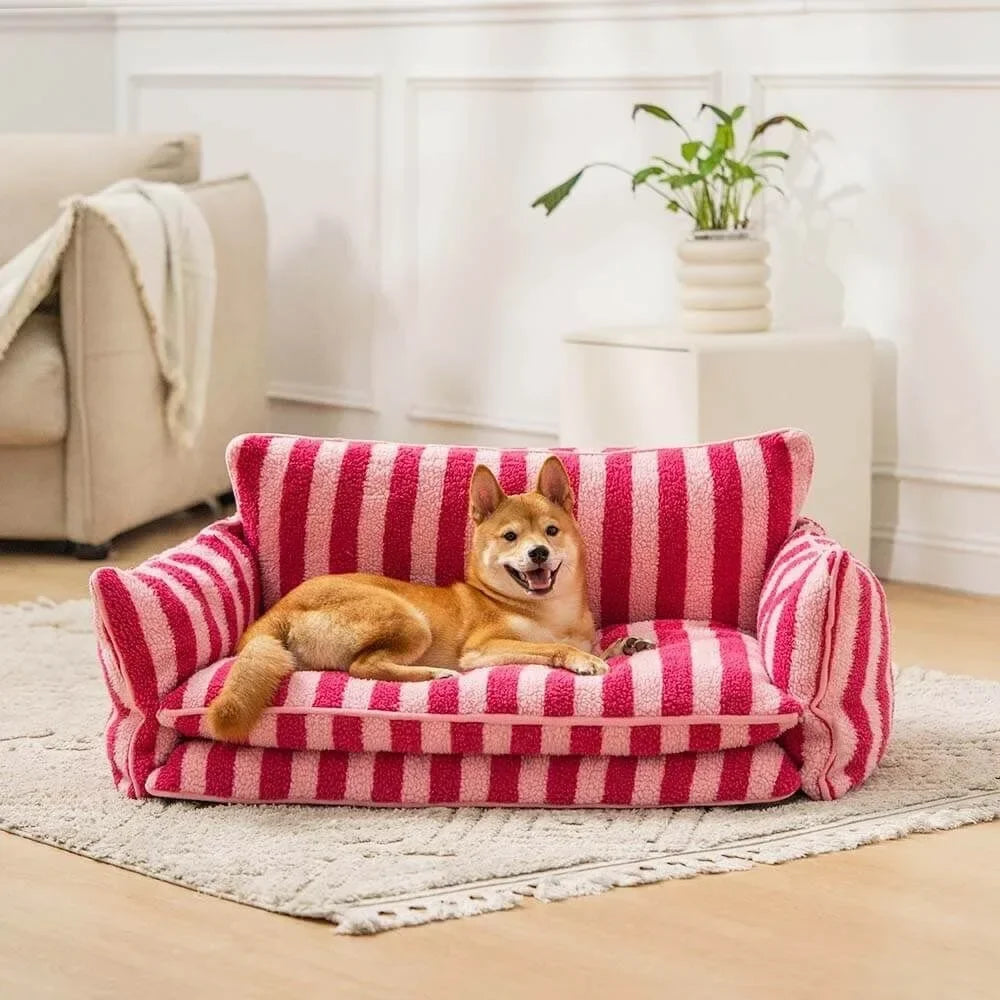Faux Shearling Pet Sofa Bed with Double-Layer Seat – CasaBelle