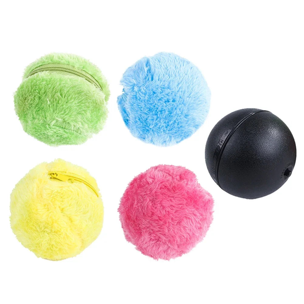 Automatic Rolling Pet Ball Toy with 4 Plush Covers – RolliPaw™