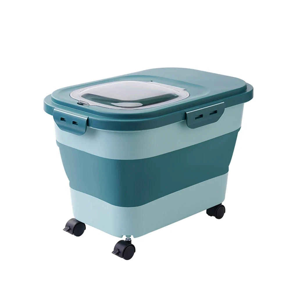 Foldable Pet Food Storage Container with Measuring Cup – Vaultra™