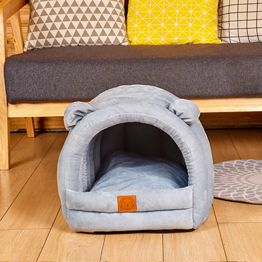 Cotton & Velvet Pet Cave Bed for Pets Up to 22 lb – Nestora™