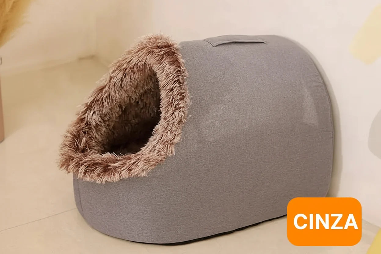 Insulated Pet Cave Bed with Removable Cushion for Dogs & Cats – WarmNest™