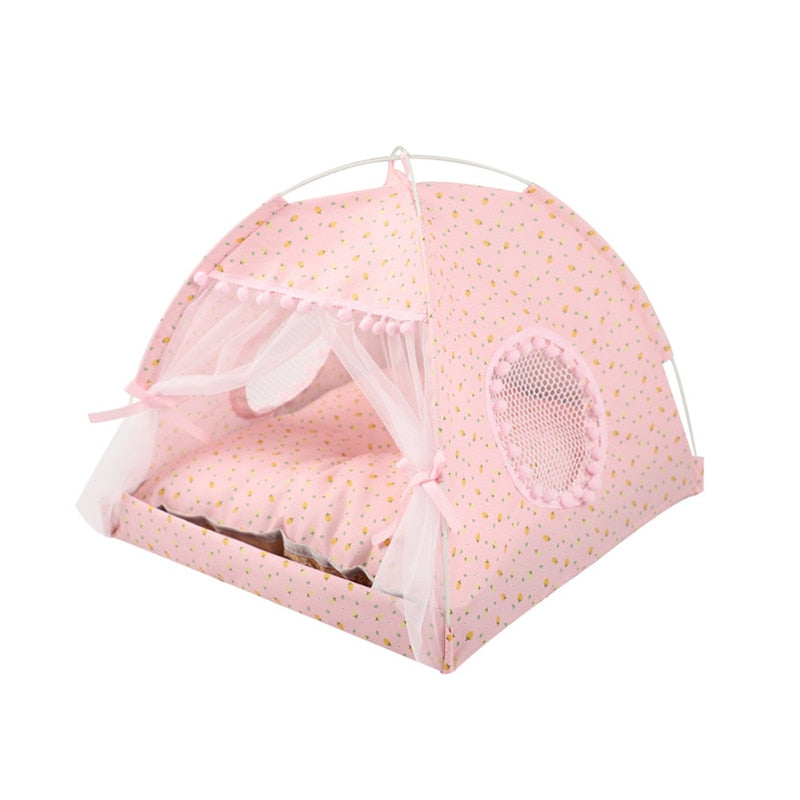 Cotton Pet Tent Bed with Colorful House-Style Design – Nestora™