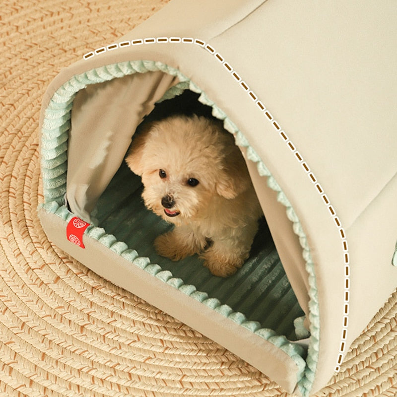 Pet House Bed with Single or Double Curtain – Nooksy™