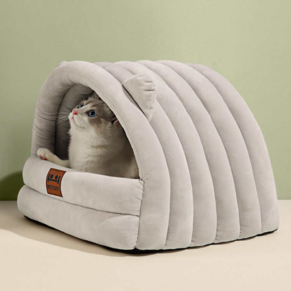 Cotton & Velvet Pet Cave Bed for Pets Up to 22 lb – Nestora™