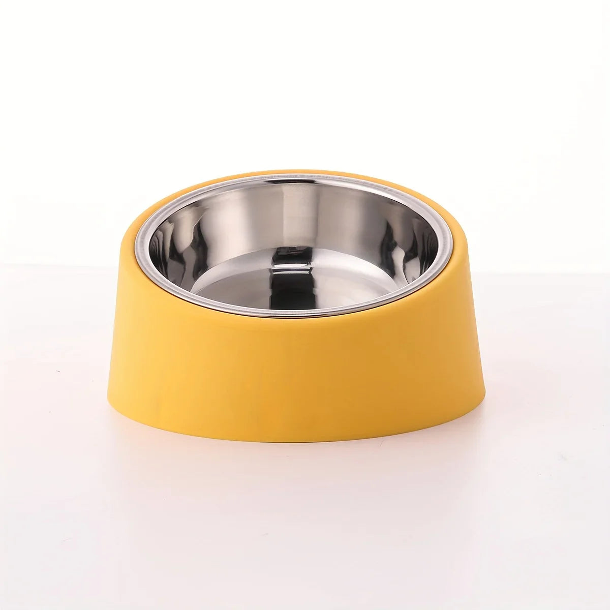 Tilted Pet Bowl with Plastic & Stainless Steel Design – Slantie™