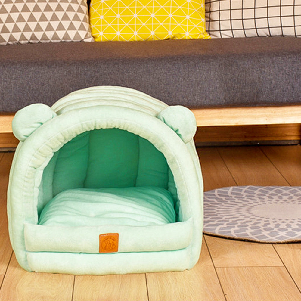 Cotton & Velvet Pet Cave Bed for Pets Up to 22 lb – Nestora™